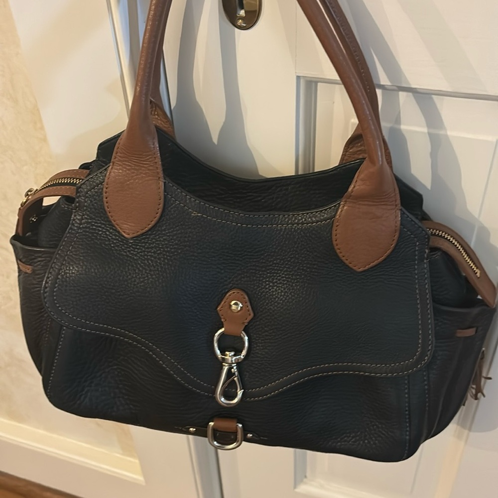 Cole Haan Black  and‎ brown Pebble Leather Handbag